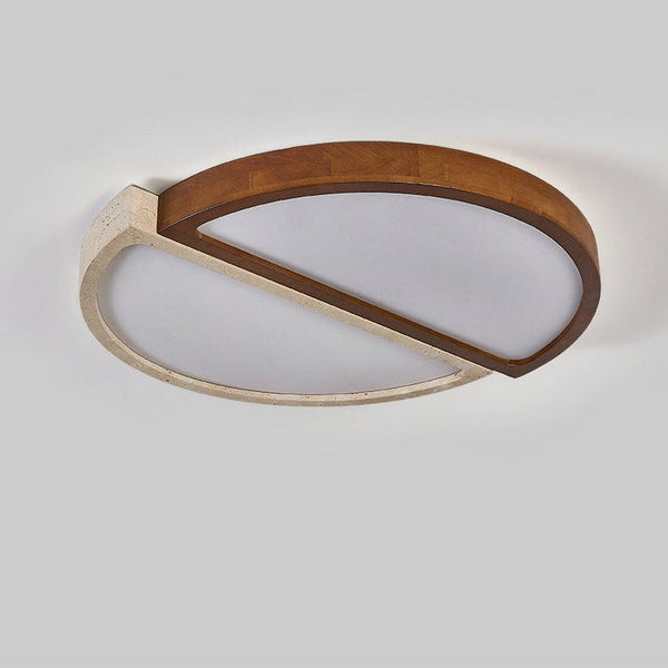 yellow travertine walnut flush mount ceiling light 2