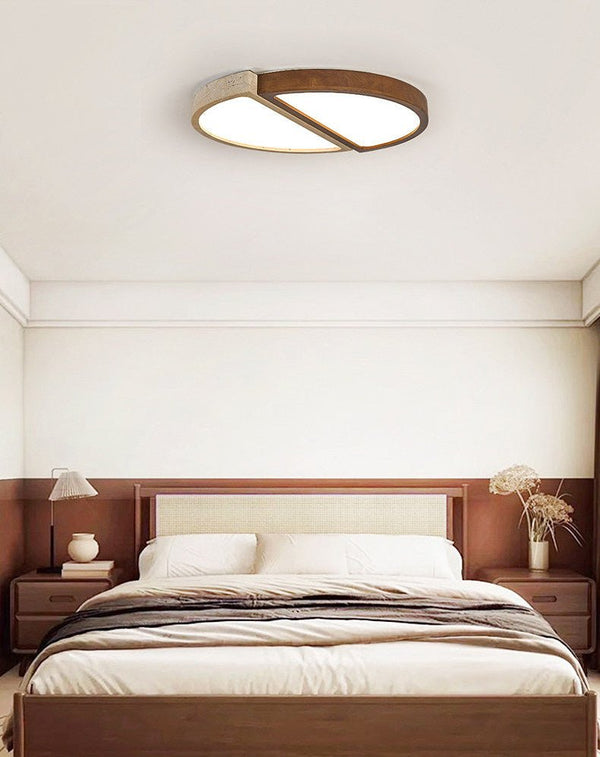 yellow travertine walnut flush mount ceiling light 2
