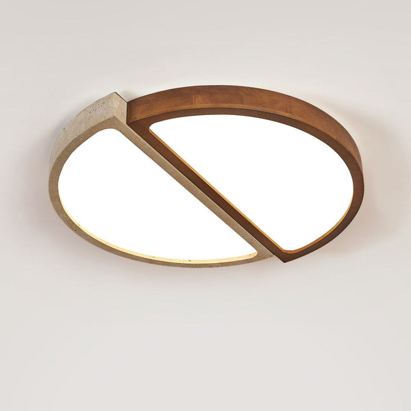 yellow travertine walnut flush mount ceiling light 2