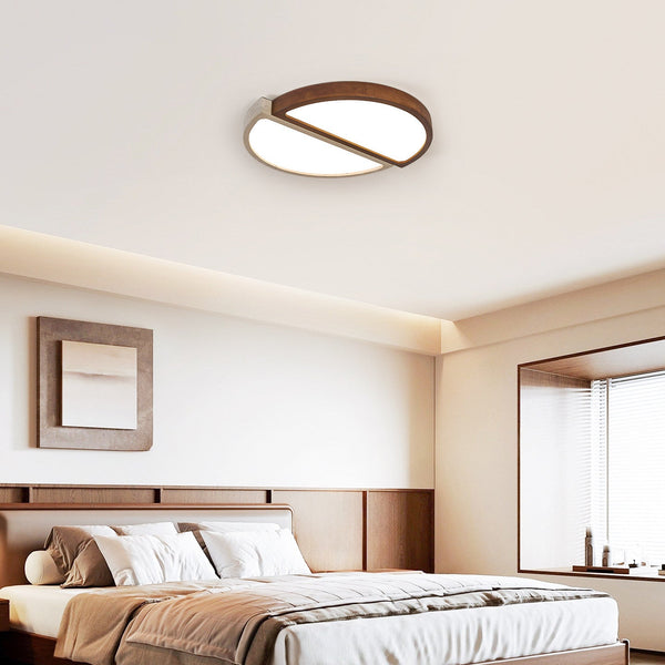 yellow travertine walnut flush mount ceiling light 2