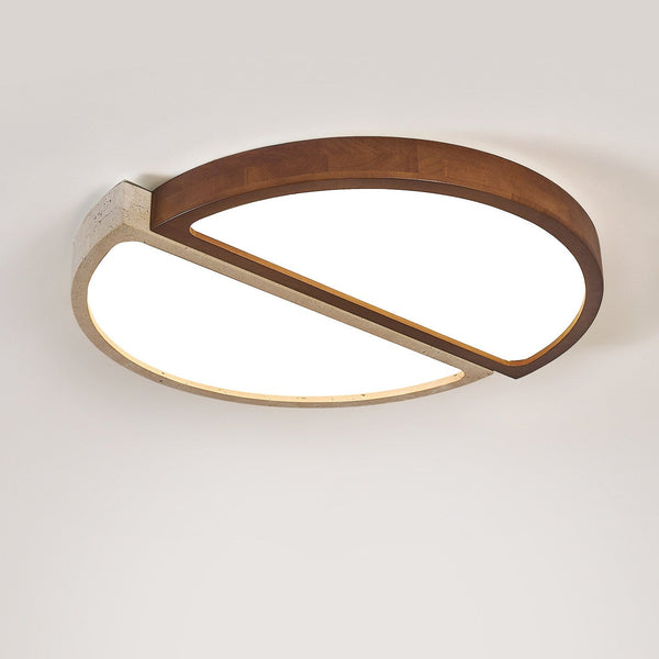 yellow travertine walnut flush mount ceiling light 2