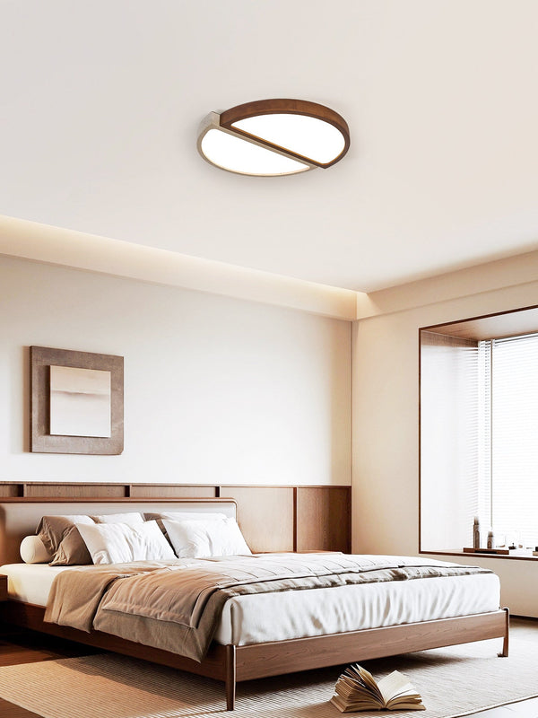 yellow travertine walnut flush mount ceiling light 2