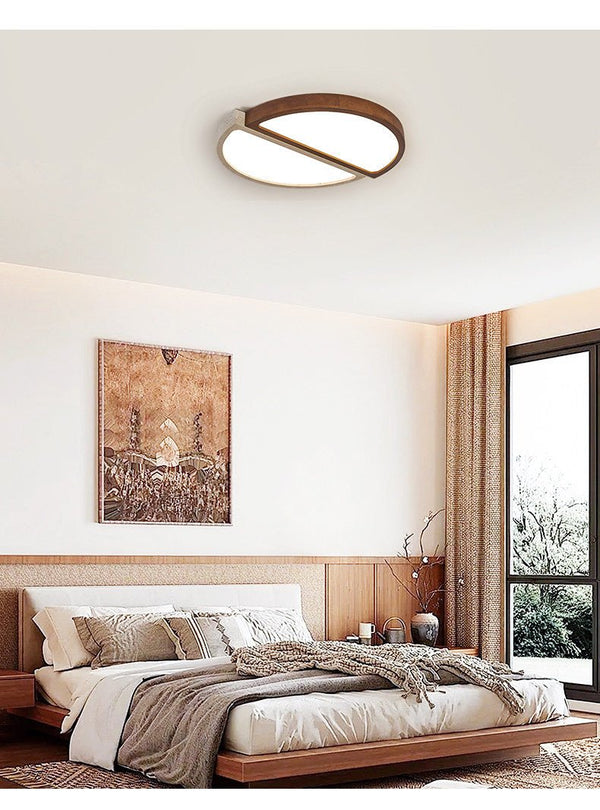 yellow travertine walnut flush mount ceiling light 2