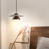 yellow travertine walnut glass dome pendant light