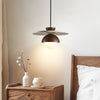 yellow travertine walnut glass dome pendant light