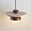 yellow travertine walnut glass dome pendant light