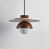 yellow travertine walnut glass dome pendant light