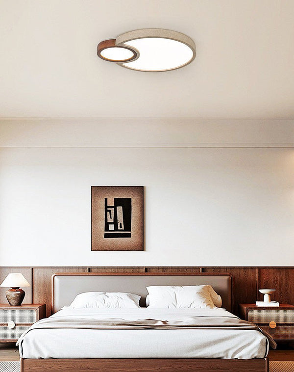 yellow travertine walnut led flush mount ceiling light 2