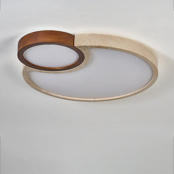 yellow travertine walnut led flush mount ceiling light 2