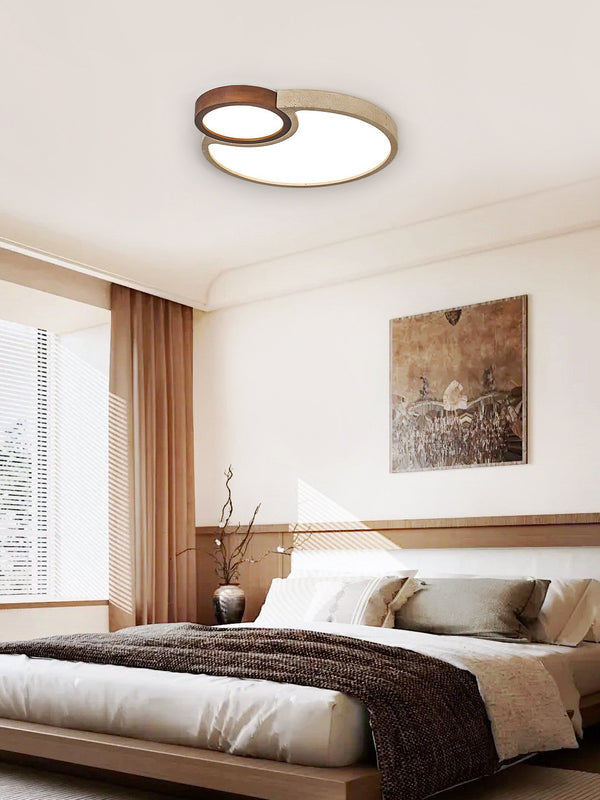 yellow travertine walnut led flush mount ceiling light 2
