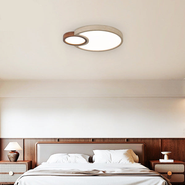 yellow travertine walnut led flush mount ceiling light 2