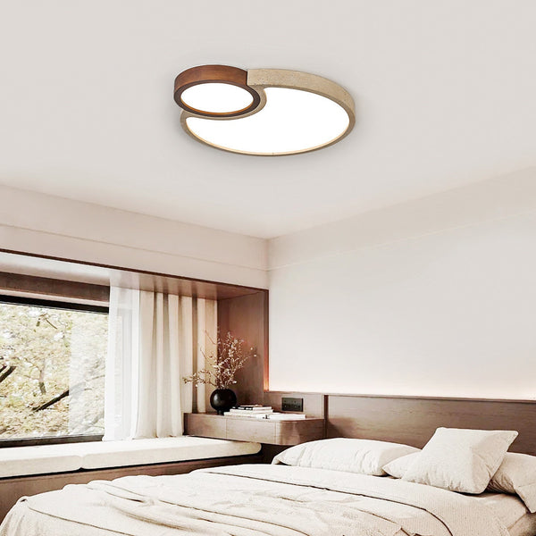 yellow travertine walnut led flush mount ceiling light 2