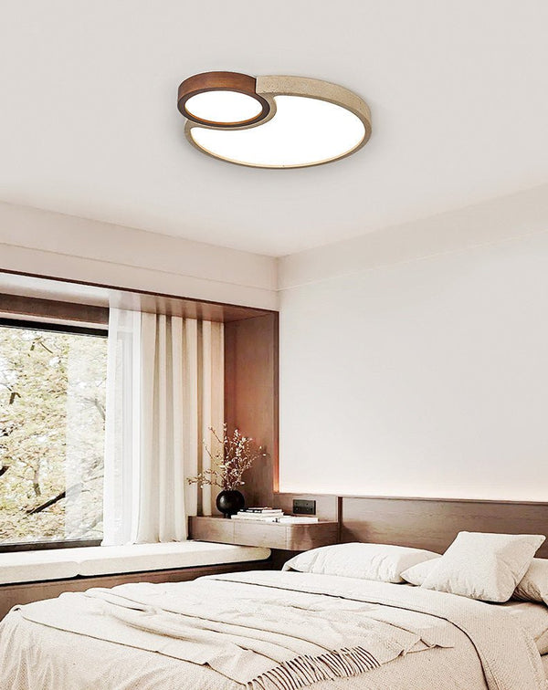 yellow travertine walnut led flush mount ceiling light 2