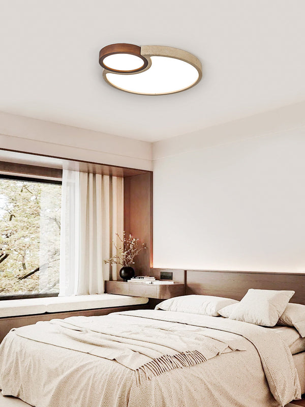 yellow travertine walnut led flush mount ceiling light 2