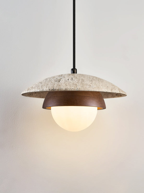 yellow travertine walnut pendant light 3