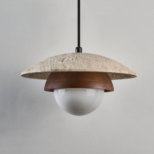 yellow travertine walnut pendant light 3