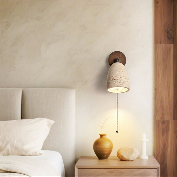 yellow travertine walnut pivoting wall sconce