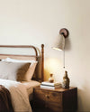 yellow travertine walnut pivoting wall sconce