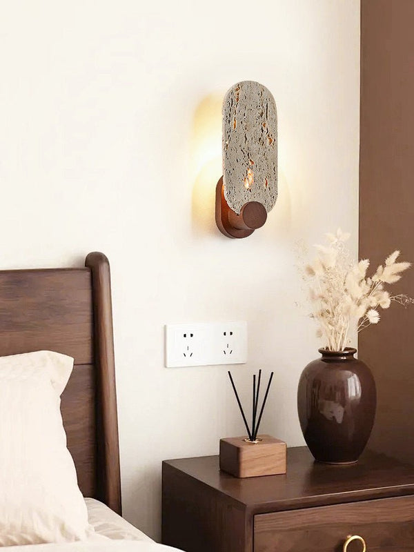 yellow travertine walnut wall sconce 10