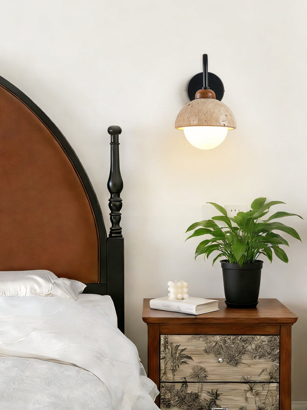 yellow travertine walnut wall sconce 3