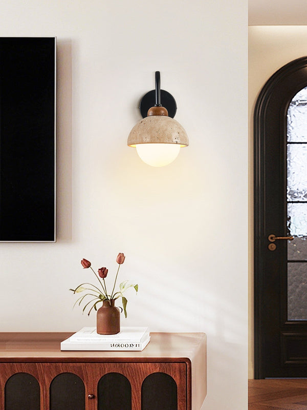 yellow travertine walnut wall sconce 3