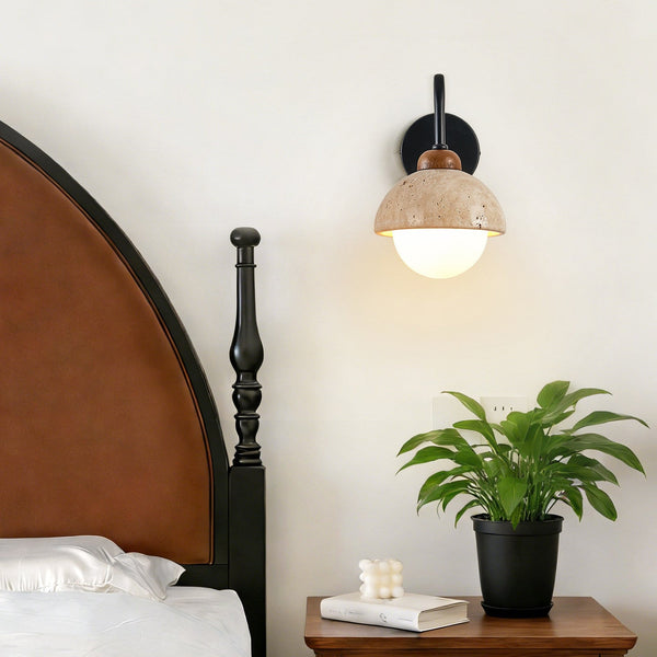 yellow travertine walnut wall sconce 3