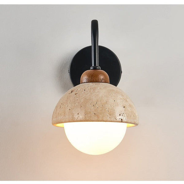 yellow travertine walnut wall sconce 3