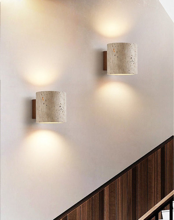 yellow travertine walnut wall sconce 4