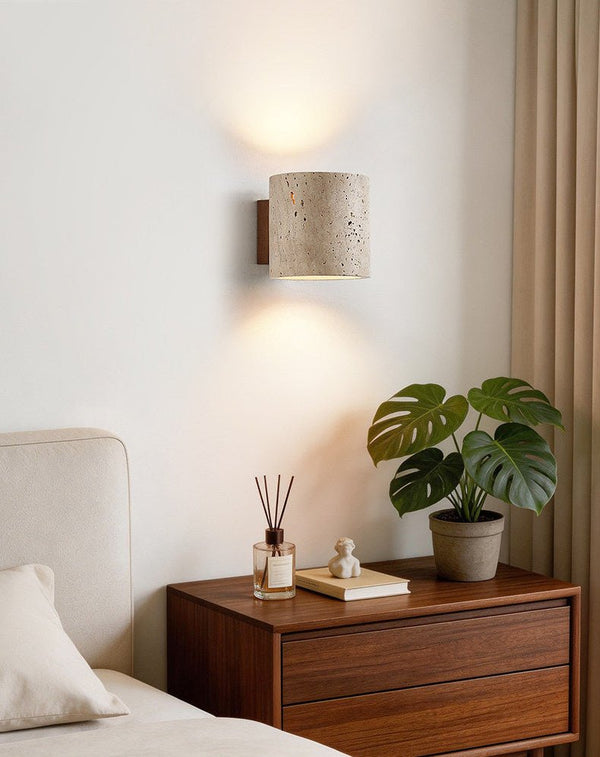 yellow travertine walnut wall sconce 4
