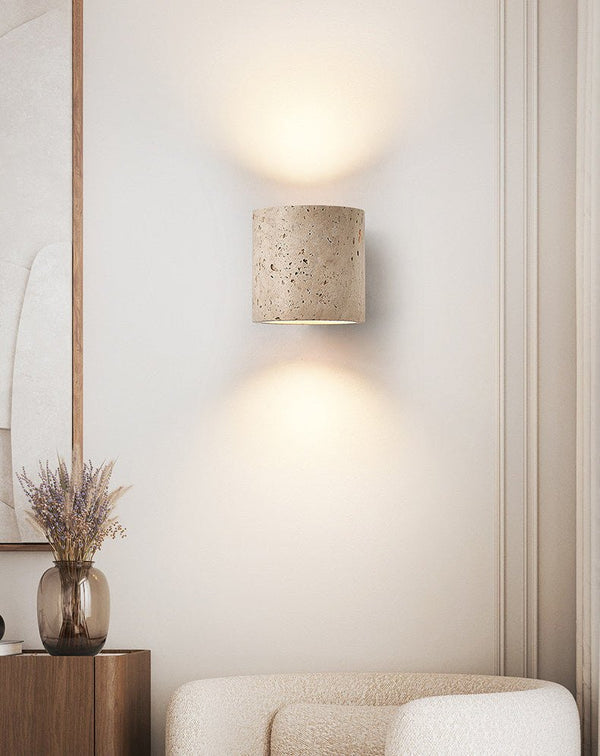 yellow travertine walnut wall sconce 4
