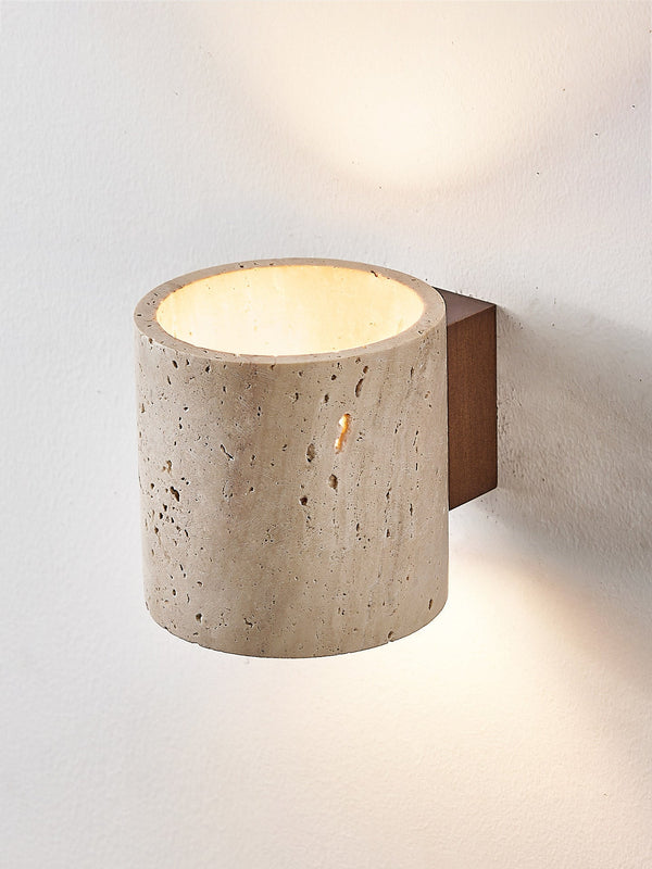 yellow travertine walnut wall sconce 4
