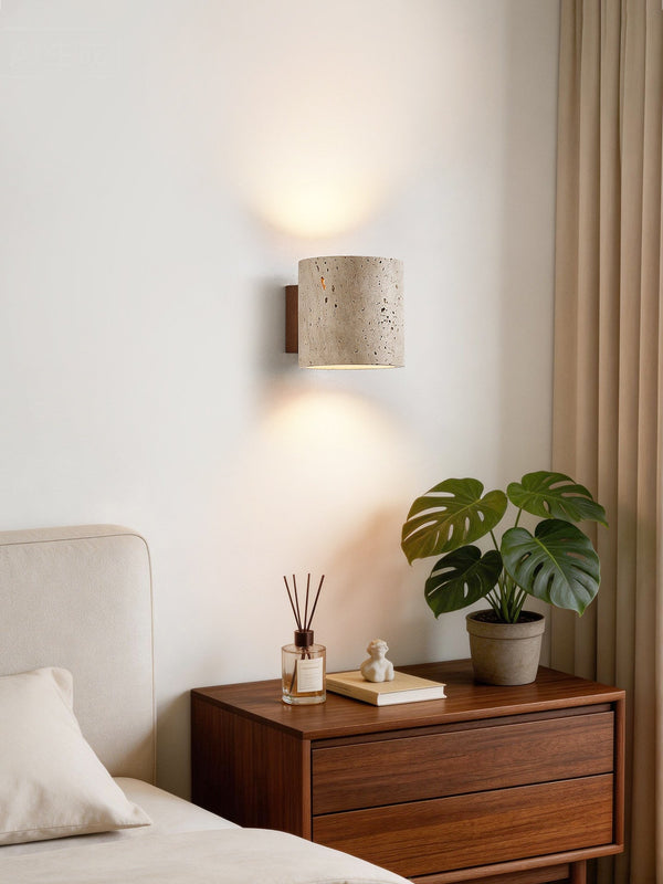 yellow travertine walnut wall sconce 4