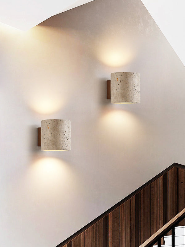 yellow travertine walnut wall sconce 4