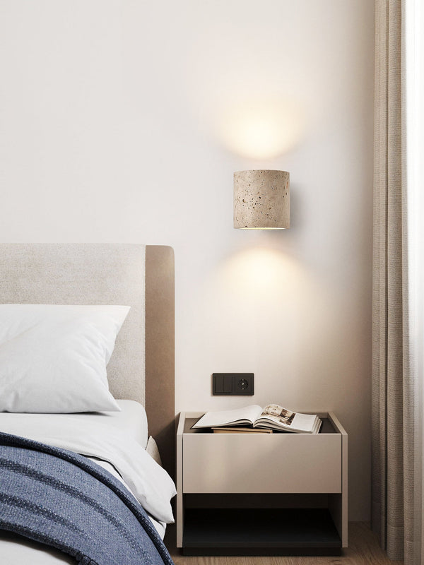 yellow travertine walnut wall sconce 4