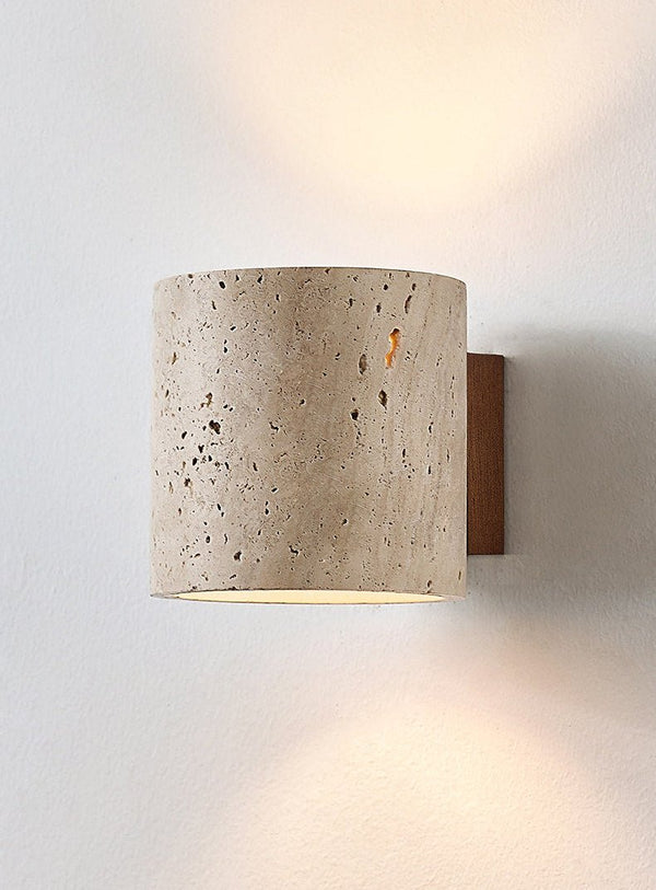 yellow travertine walnut wall sconce 4