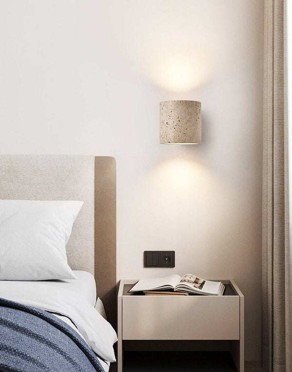 yellow travertine walnut wall sconce 4