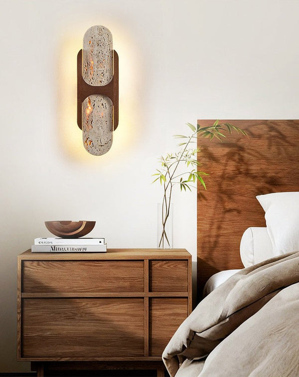 yellow travertine walnut wall sconce 8