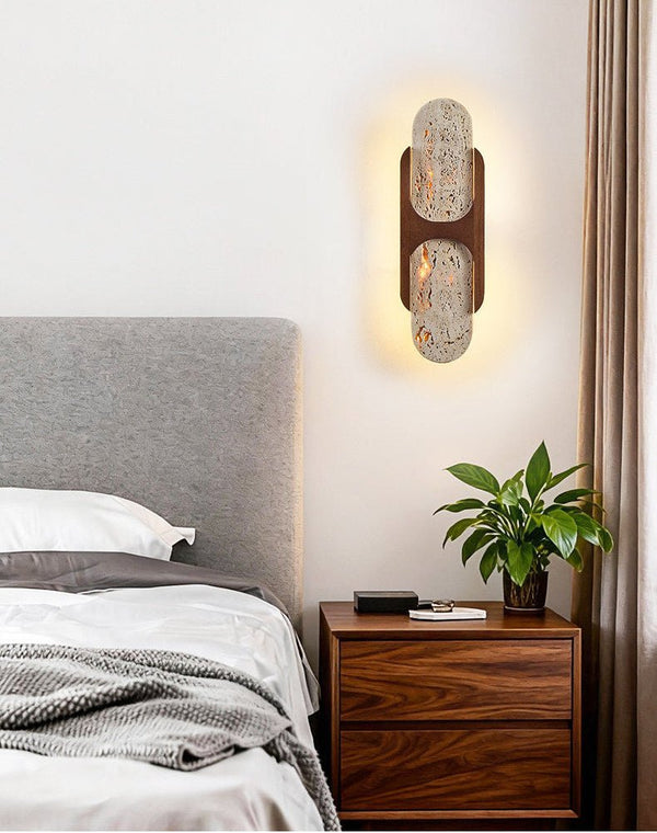 yellow travertine walnut wall sconce 8