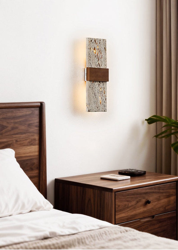 yellow travertine walnut wall sconce 9