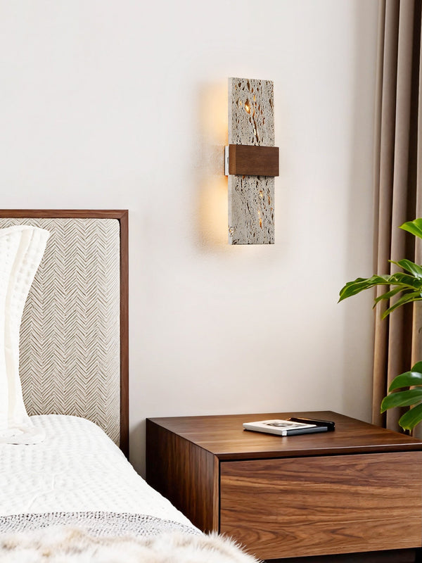 yellow travertine walnut wall sconce 9
