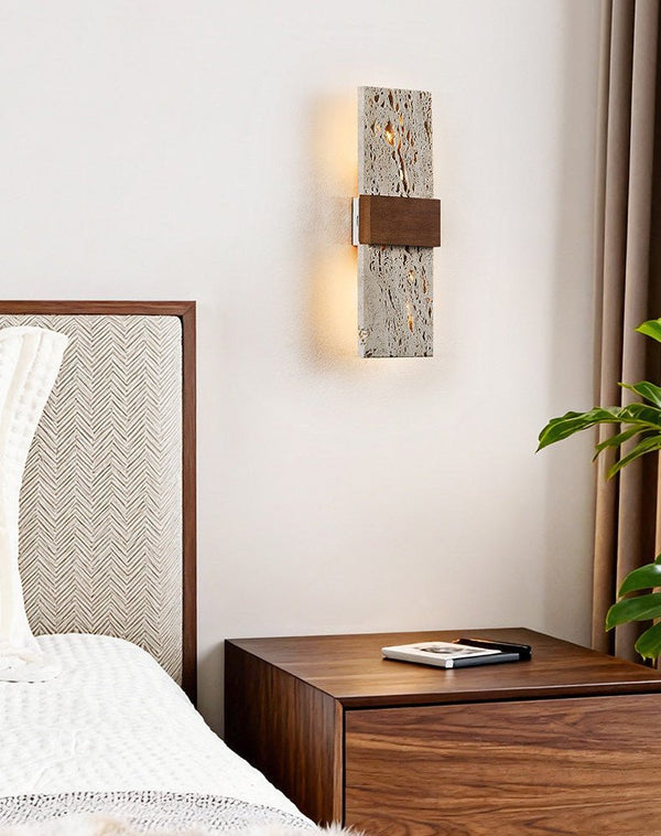 yellow travertine walnut wall sconce 9