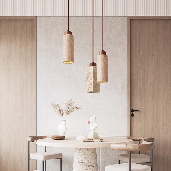 yellow travertine wood chandelier