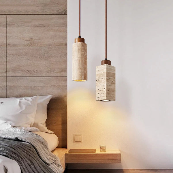 yellow travertine wood chandelier