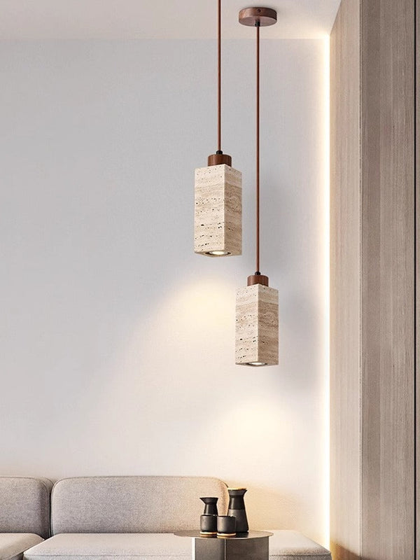 yellow travertine wood chandelier