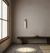yellow travertine wood cylinder pendant light