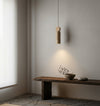 yellow travertine wood cylinder pendant light