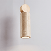 yellow travertine wood cylinder pendant light