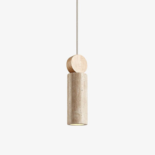 yellow travertine wood cylinder pendant light