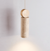 yellow travertine wood cylinder pendant light