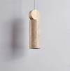 yellow travertine wood cylinder pendant light